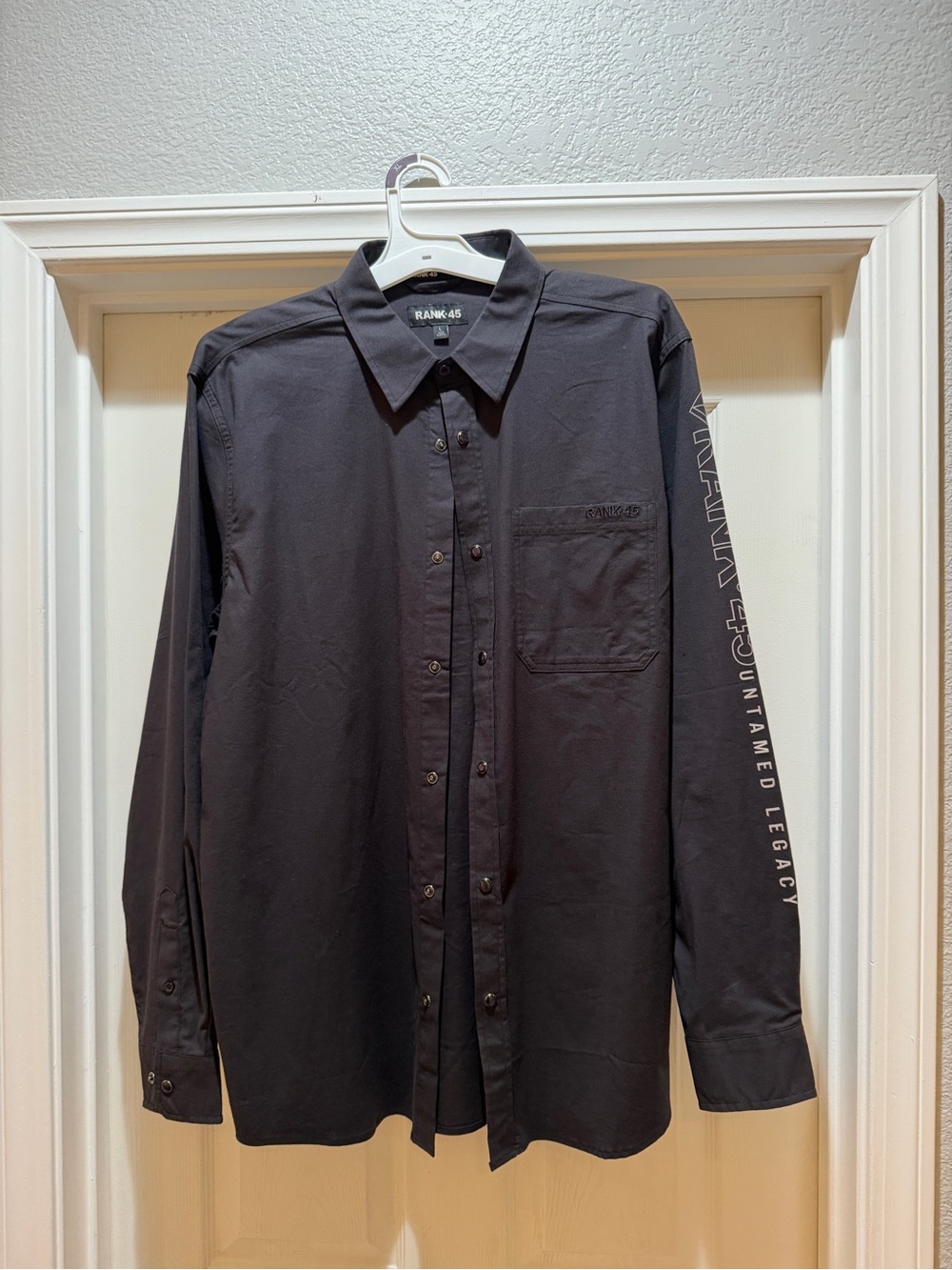 Rank 45 - Men’s Black Long-Sleeve Button-Up Shirt